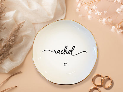 Personalized Ring Dish with Name, Bridal Shower Gift, Custom Jewelry Tray, Birthday, Mother's Day Gift, Engagement, Bridesmaid Proposal Gift