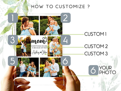 Custom Photo Gifts for Mother's Day, Personalized Photo Night Light, Photo Collage LED Light, Custom Frame, Christmas Photo Keepsake for Mom