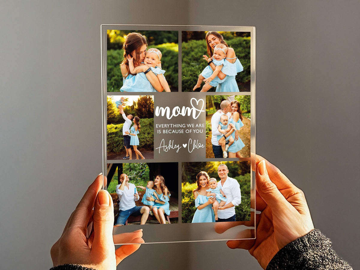Custom Photo Gifts for Mother's Day, Personalized Photo Night Light, Photo Collage LED Light, Custom Frame, Christmas Photo Keepsake for Mom