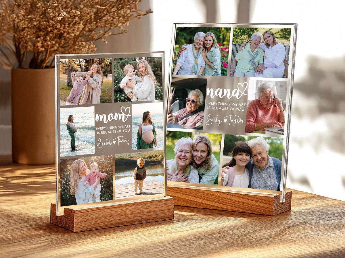 Custom Photo Gifts for Mother's Day, Personalized Photo Night Light, Photo Collage LED Light, Custom Frame, Christmas Photo Keepsake for Mom