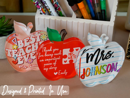 Back to School Gift, Personalized Teacher Gift Idea, Apple Plaque for Teacher, Custom Name Classroom Gift, Teacher Appreciation Gifts