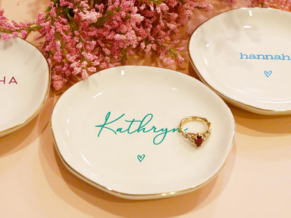 Personalized Ring Dish with Name, Bridal Shower Gift, Custom Jewelry Tray, Birthday, Mother's Day Gift, Engagement, Bridesmaid Proposal Gift