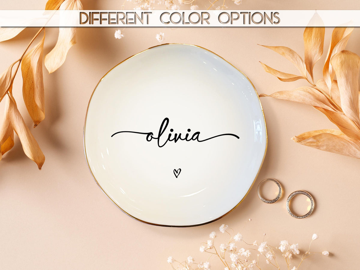 Personalized Ring Dish with Name, Bridal Shower Gift, Custom Jewelry Tray, Birthday, Mother's Day Gift, Engagement, Bridesmaid Proposal Gift
