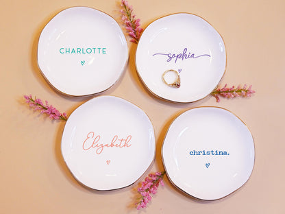 Personalized Ring Dish with Name, Bridal Shower Gift, Custom Jewelry Tray, Birthday, Mother's Day Gift, Engagement, Bridesmaid Proposal Gift