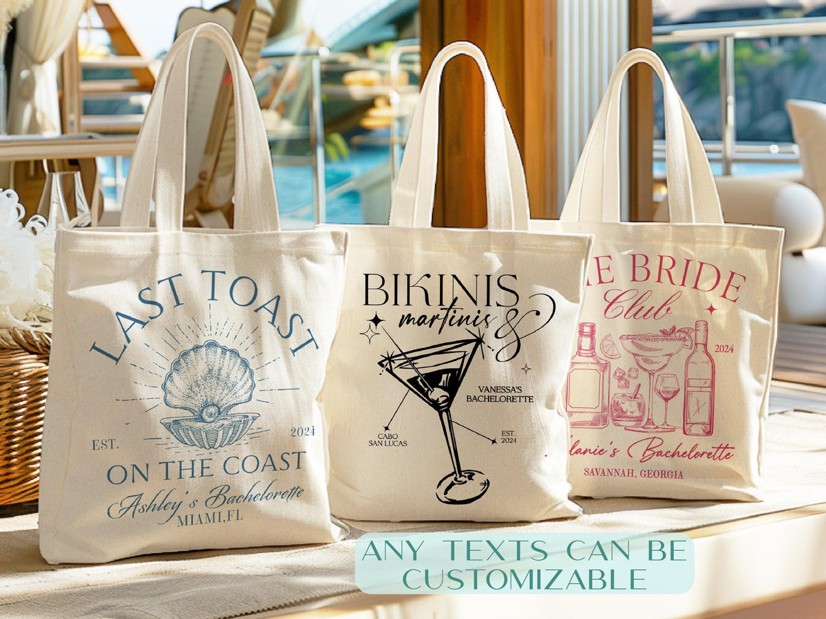 Bachelorette Bag, Beach Tote Bag for Girls Trip, Last Toast on the Coast Personalized Bachelorette Tote Bag, Bachelorette Trip Gifts for her