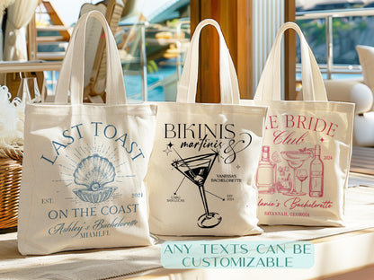Bachelorette Bag, Beach Tote Bag for Girls Trip, Last Toast on the Coast Personalized Bachelorette Tote Bag, Bachelorette Trip Gifts for her