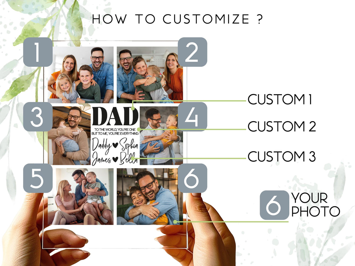 Dad Gift, Personalized Photo Night Light, Photo Collage LED Light, Custom Photo Gifts for Father's Day, Custom Frame, Photo Keepsake for Dad