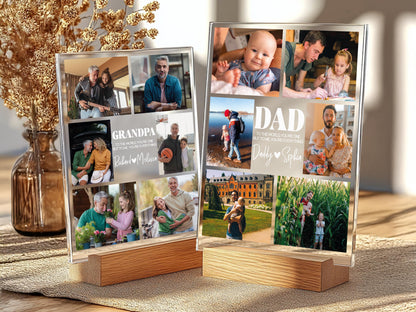 Dad Gift, Personalized Photo Night Light, Photo Collage LED Light, Custom Photo Gifts for Father's Day, Custom Frame, Photo Keepsake for Dad