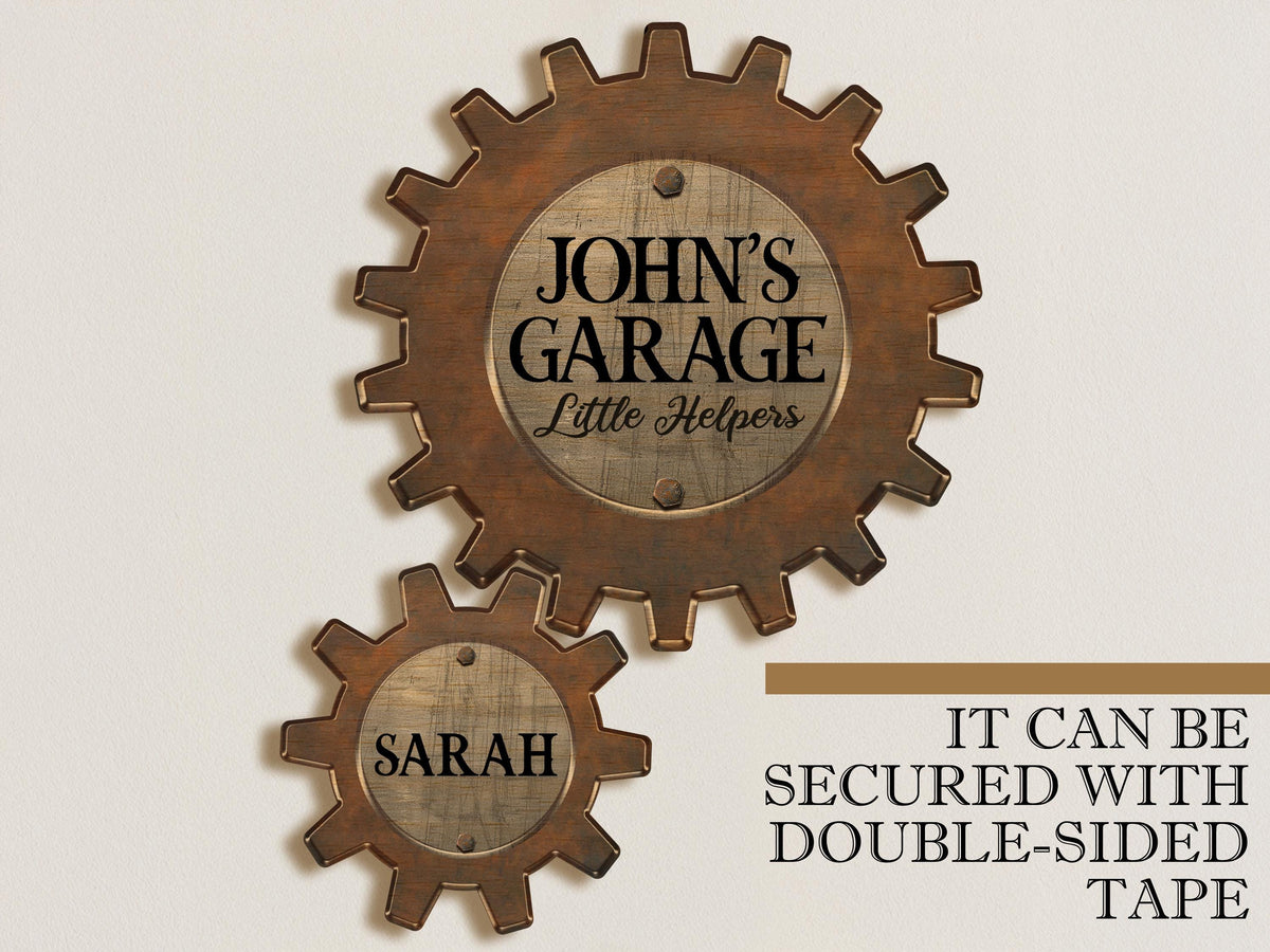 Personalized Dad's Garage Gear Sign, Dad Gift for Fathers Day, Wall Decor Garage Sign for Dad, Grandkids Name Sign For Grandpa Workshop Sign