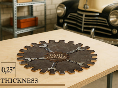 Personalized Garage Sign for Dad, Custom Father's Day Gift with Kids' Names, Rustic Workshop Wall Decor, Grandpa Wood Sign, Little Helpers