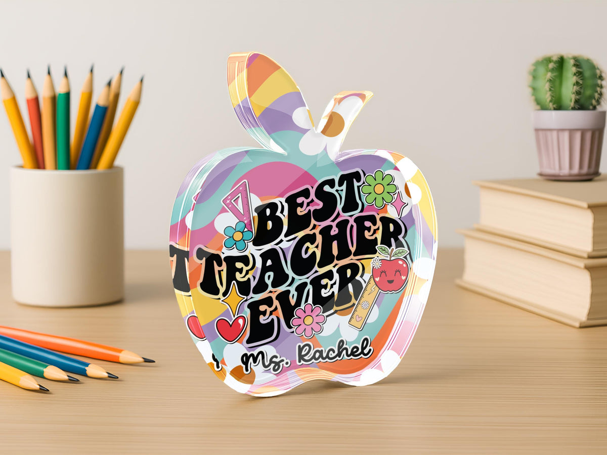 Back to School Gift, Personalized Teacher Gift Idea, Apple Plaque for Teacher, Custom Name Classroom Gift, Teacher Appreciation Gifts