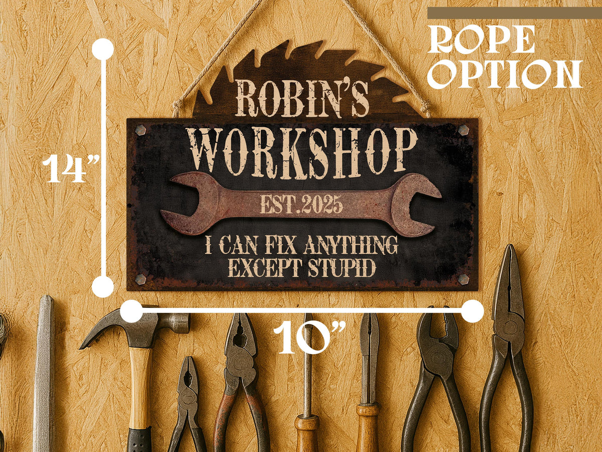 Personalized Workshop Sign For Fathers Day Gift For Dad, Grandkids Name Sign For Grandpa Gift, Family Gift for Grandpa, Custom Garage Sign