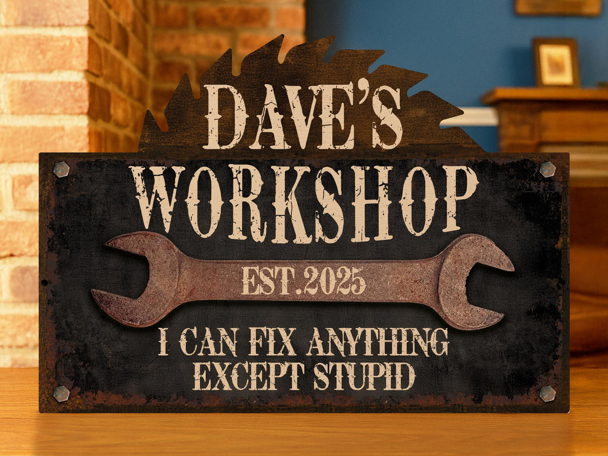 Personalized Workshop Sign For Fathers Day Gift For Dad, Grandkids Name Sign For Grandpa Gift, Family Gift for Grandpa, Custom Garage Sign