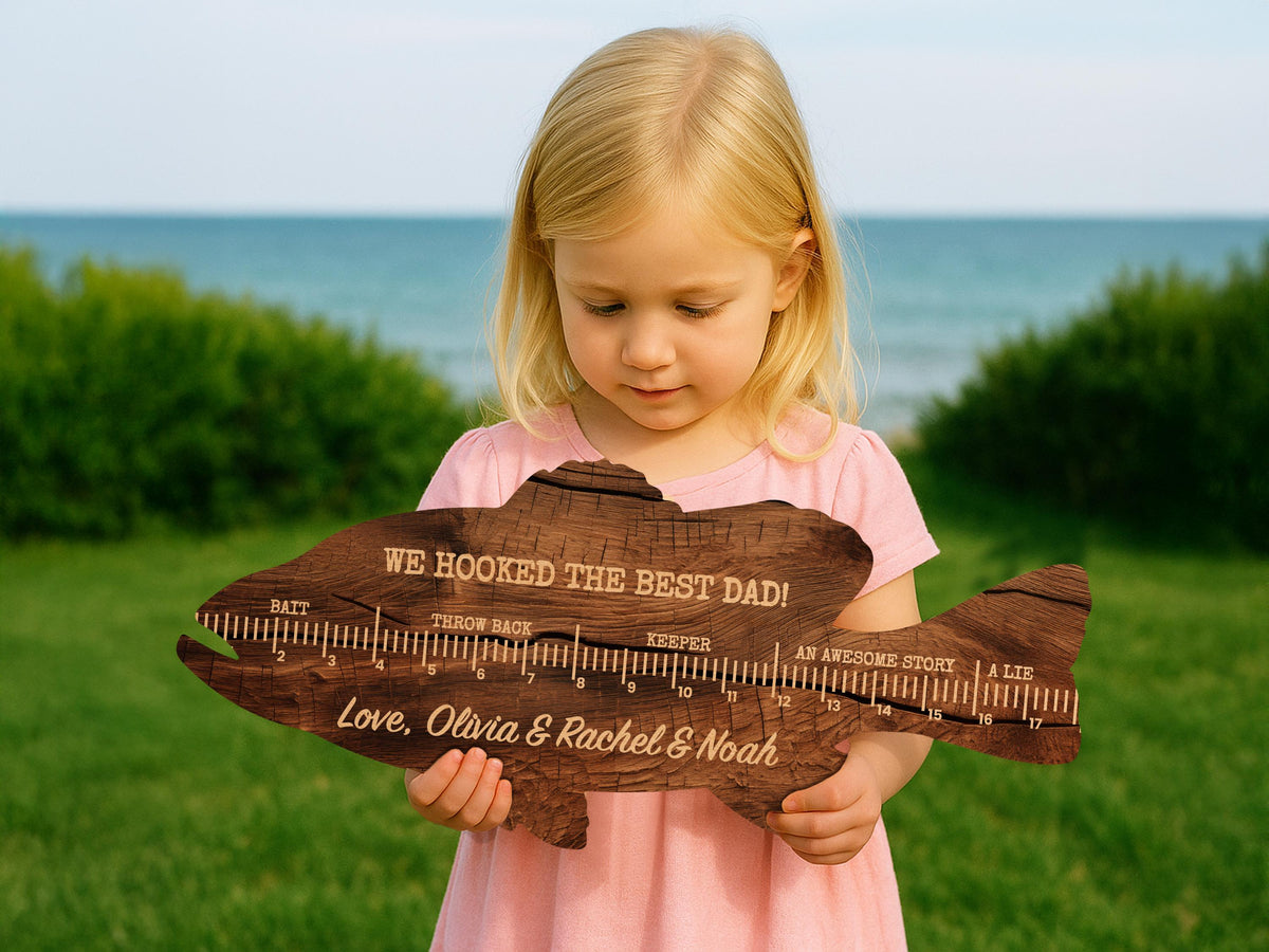 Personalized Fish Ruler for Fathers Day Gift From Kids, Fishing Gift for Dad, Funny Fish Ruler for Dad Gift for Grandpa, Fishing Buddy Gift