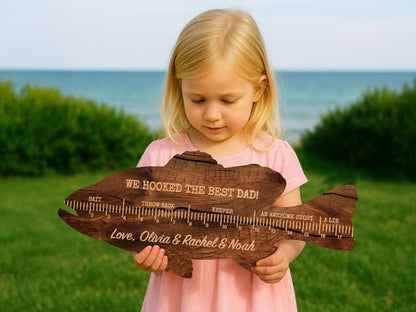 Personalized Fish Ruler for Fathers Day Gift From Kids, Fishing Gift for Dad, Funny Fish Ruler for Dad Gift for Grandpa, Fishing Buddy Gift