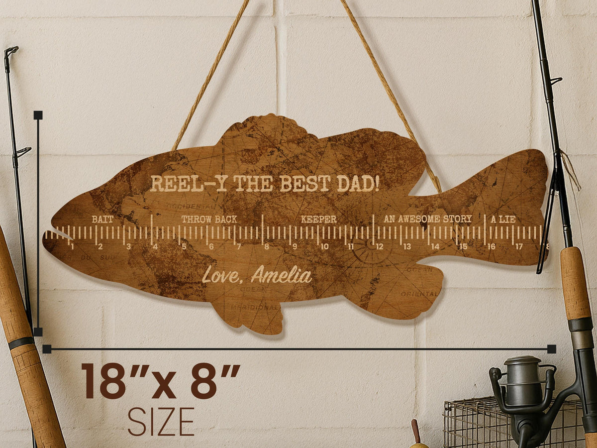 Personalized Fish Ruler for Fathers Day Gift From Kids, Fishing Gift for Dad, Funny Fish Ruler for Dad Gift for Grandpa, Fishing Buddy Gift