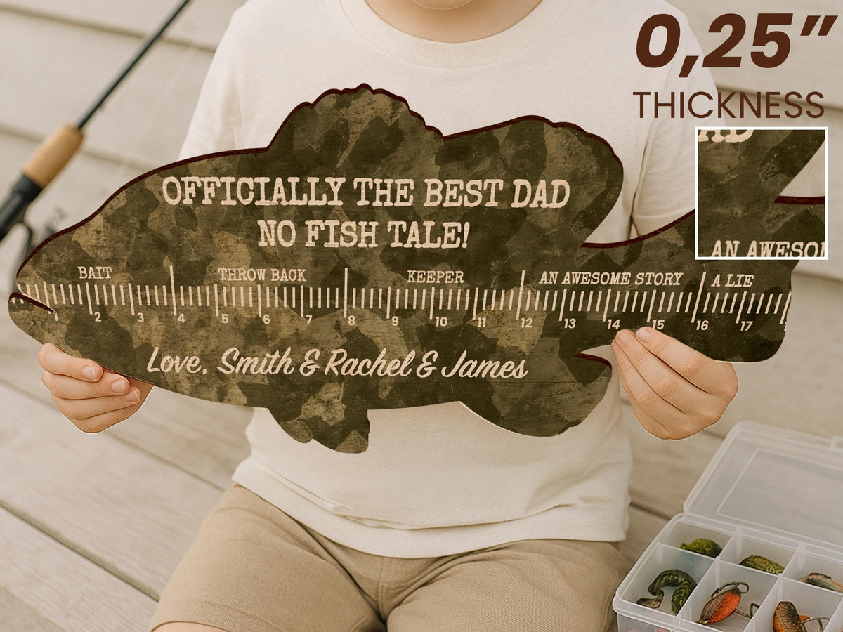 Personalized Fish Ruler for Fathers Day Gift From Kids, Fishing Gift for Dad, Funny Fish Ruler for Dad Gift for Grandpa, Fishing Buddy Gift
