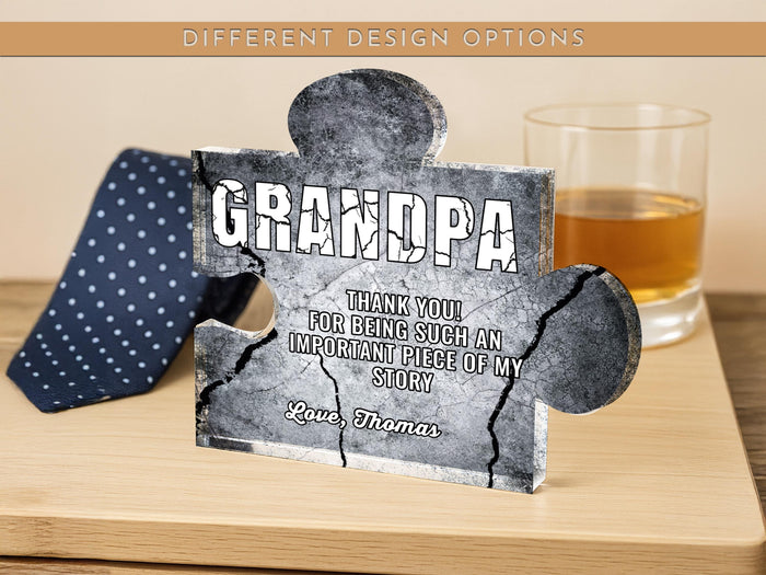 Personalized Puzzle Piece Sign for Dad or Grandpa, Father’s Day, Birthday Gift from Kids, Thank You for Being an Important Piece of My Story