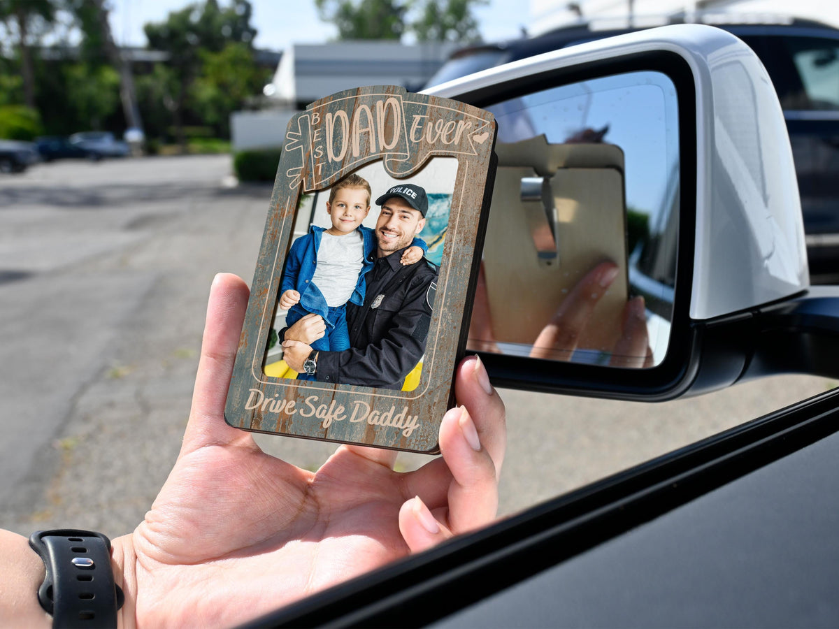 Personalized Father's Day Gift, Picture Frame for Dad Gift, Custom Photo Car Visor, Photo Clip for Car Gift For Dad, Drive Safe Visor Clip