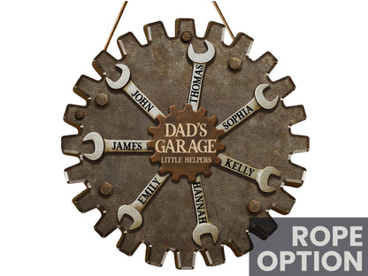Custom Garage Sign For Fathers Day Gift For Dad, Grandkids Name Sign For Grandpa Gift, Family Gift for Grandpa, Personalized Workshop Sign