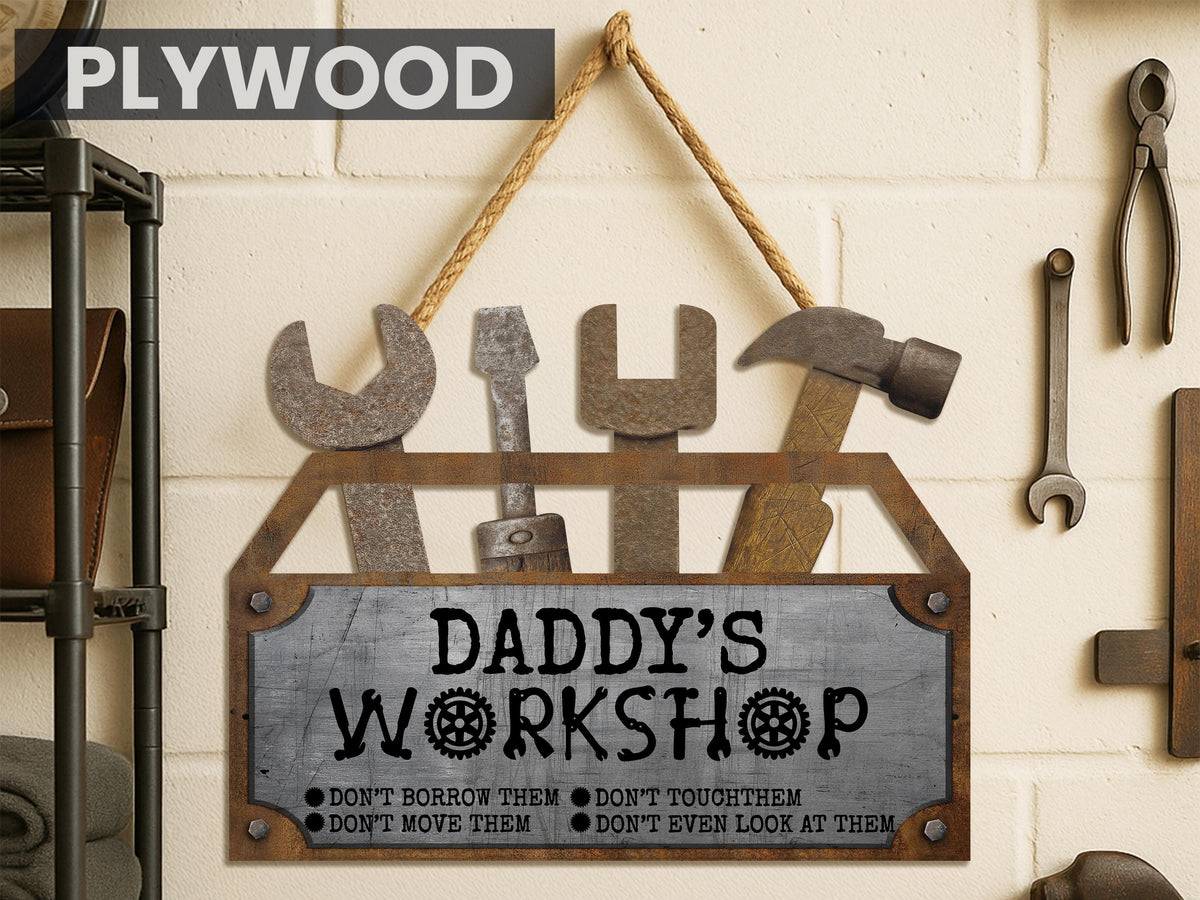 Personalized Wood Workshop Sign, Father's Day Gift