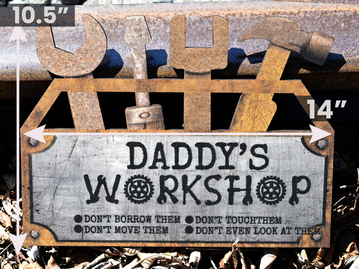 Personalized Wood Workshop Sign, Father's Day Gift