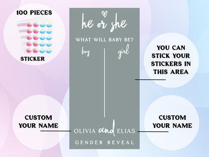 Baby Shower Party Decor, Gender Reveal Voting Board, Boy or Girl Guessing Decal, Gender Guessing Game Sign, He or She What Will Baby Be