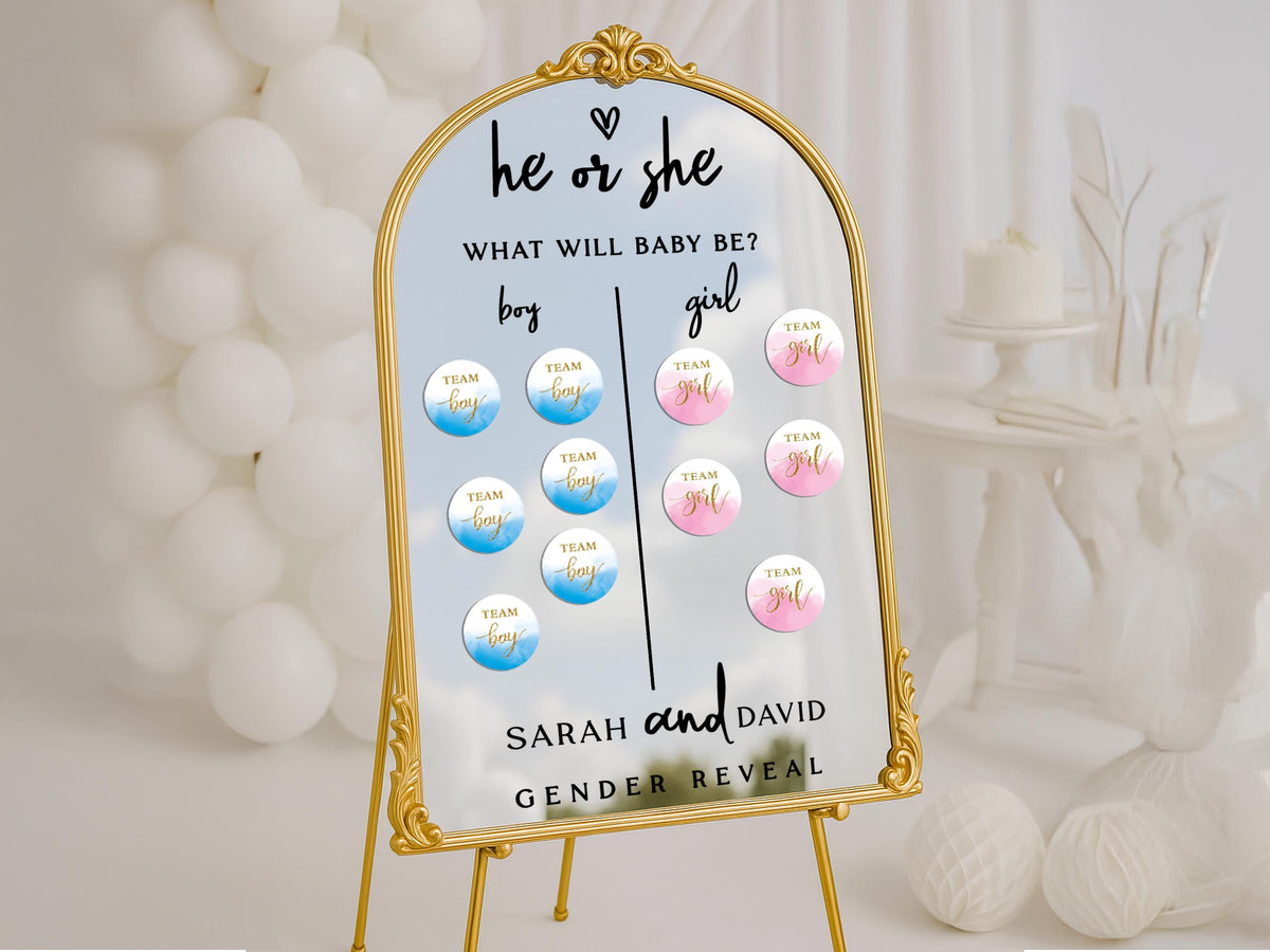 Baby Shower Party Decor, Gender Reveal Voting Board, Boy or Girl Guessing Decal, Gender Guessing Game Sign, He or She What Will Baby Be