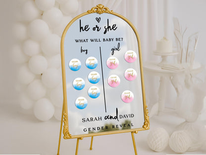 Baby Shower Party Decor, Gender Reveal Voting Board, Boy or Girl Guessing Decal, Gender Guessing Game Sign, He or She What Will Baby Be