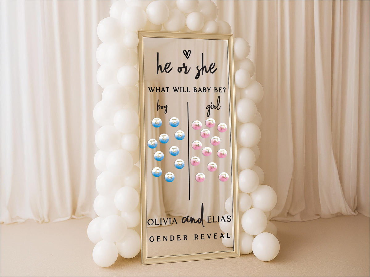 Baby Shower Party Decor, Gender Reveal Voting Board, Boy or Girl Guessing Decal, Gender Guessing Game Sign, He or She What Will Baby Be