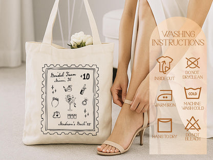 Custom Bachelorette Tote Bag for Her, Beach Bag, Bachelorette Party Favors, Wedding Tote Bags, Beach Tote Bag for Girls Trip Stamp Tote