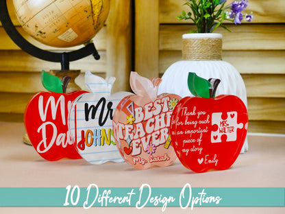 Back to School Gift, Personalized Teacher Gift Idea, Apple Plaque for Teacher, Custom Name Classroom Gift, Teacher Appreciation Gifts