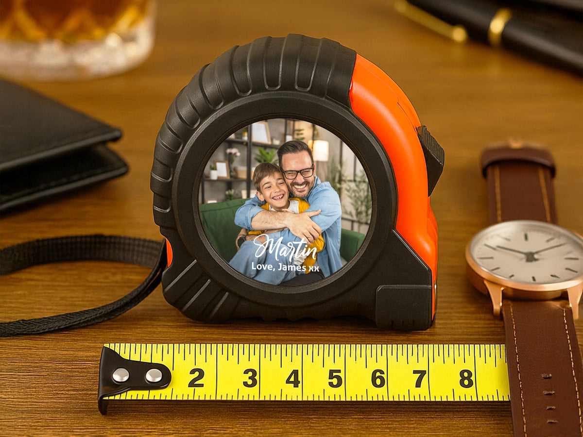 Custom Photo Tape Measure for Dad, Grandpa, Personalized Father's Day Gift from Kids, Custom Text Tool Gift for Men, Husband Gift for Him