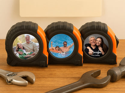 Custom Photo Tape Measure for Dad, Grandpa, Personalized Father's Day Gift from Kids, Custom Text Tool Gift for Men, Husband Gift for Him