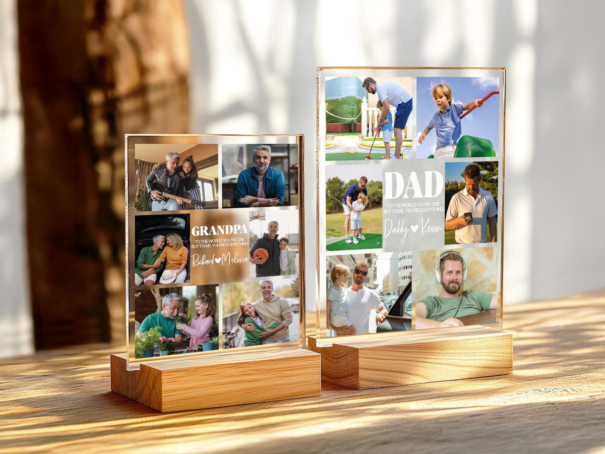 Dad Gift, Personalized Photo Night Light, Photo Collage LED Light, Custom Photo Gifts for Father's Day, Custom Frame, Photo Keepsake for Dad