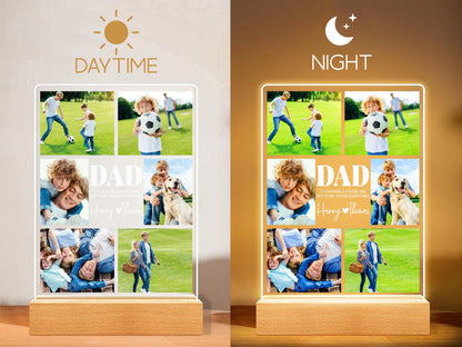 Dad Gift, Personalized Photo Night Light, Photo Collage LED Light, Custom Photo Gifts for Father's Day, Custom Frame, Photo Keepsake for Dad