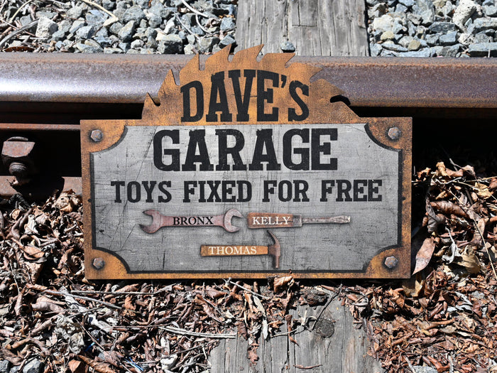 Custom Garage Sign: Personalized Wood Sign for Dad, Grandpa