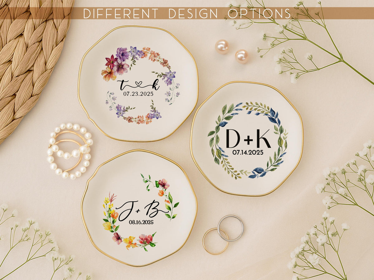 Engagement Ring Dish, Personalized Wedding Ring Dish, Initials Heart Date Ring Dish, Gift For Bride and Groom, Wedding Gift, Bridal Shower