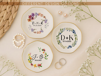 Engagement Ring Dish, Personalized Wedding Ring Dish, Initials Heart Date Ring Dish, Gift For Bride and Groom, Wedding Gift, Bridal Shower
