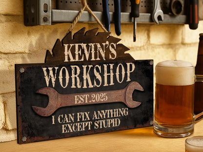 Personalized Workshop Sign For Fathers Day Gift For Dad, Grandkids Name Sign For Grandpa Gift, Family Gift for Grandpa, Custom Garage Sign