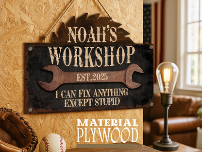 Personalized Workshop Sign For Fathers Day Gift For Dad, Grandkids Name Sign For Grandpa Gift, Family Gift for Grandpa, Custom Garage Sign