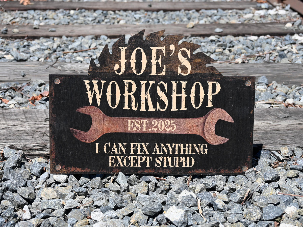 Personalized Workshop Sign For Fathers Day Gift For Dad, Grandkids Name Sign For Grandpa Gift, Family Gift for Grandpa, Custom Garage Sign