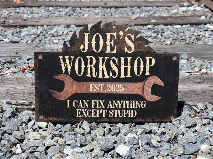 Personalized Workshop Sign For Father's Day Gift For Dad, Grandkids Name Sign For Grandpa Gift, Family Gift for Grandpa, Custom Garage Sign