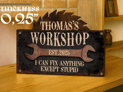Personalized Workshop Sign For Fathers Day Gift For Dad, Grandkids Name Sign For Grandpa Gift, Family Gift for Grandpa, Custom Garage Sign