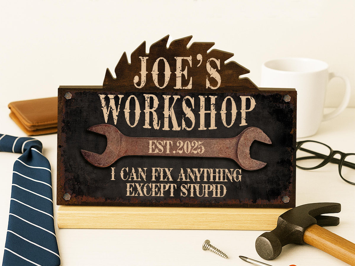 Personalized Workshop Sign For Fathers Day Gift For Dad, Grandkids Name Sign For Grandpa Gift, Family Gift for Grandpa, Custom Garage Sign