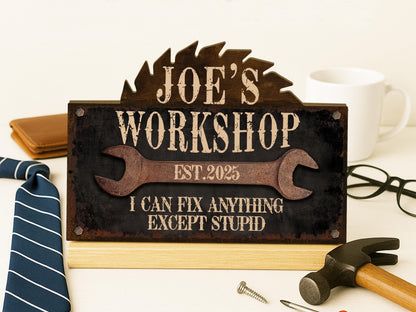 Personalized Workshop Sign For Fathers Day Gift For Dad, Grandkids Name Sign For Grandpa Gift, Family Gift for Grandpa, Custom Garage Sign