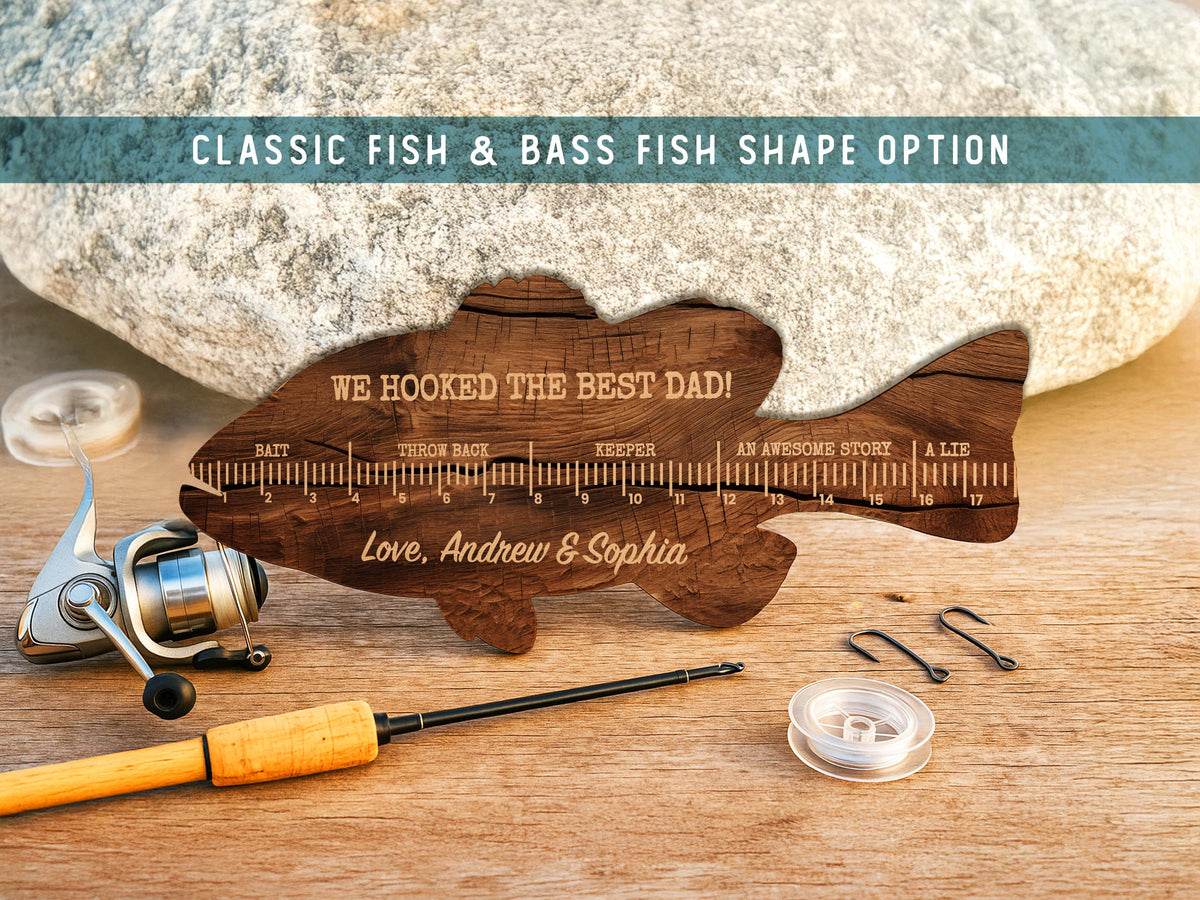 Personalized Fish Ruler for Fathers Day Gift From Kids, Fishing Gift for Dad, Funny Fish Ruler for Dad Gift for Grandpa, Fishing Buddy Gift