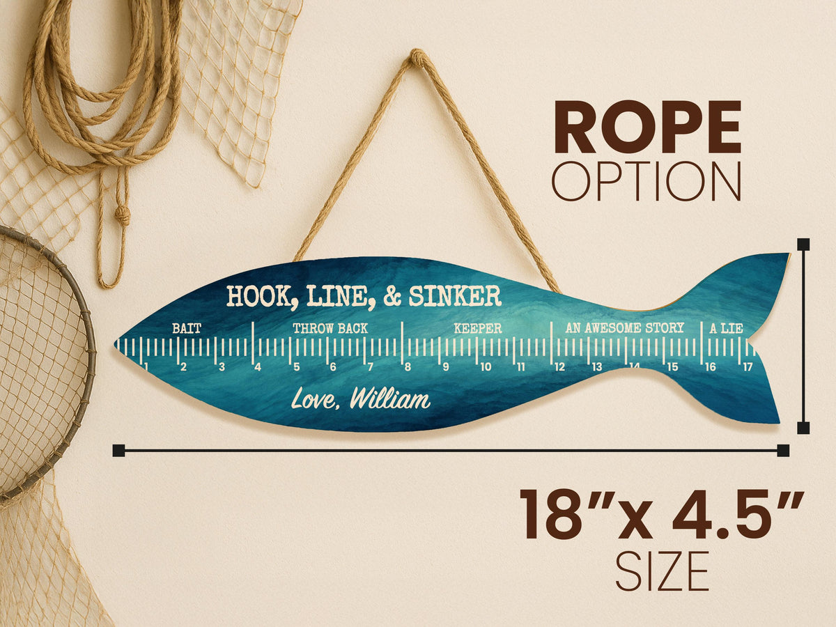 Personalized Fish Ruler for Fathers Day Gift From Kids, Fishing Gift for Dad, Funny Fish Ruler for Dad Gift for Grandpa, Fishing Buddy Gift