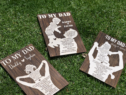 Custom Dad Gift from Daughter or Son – Personalized Wood Plaque – Father's Day Gift for Him – To My Dad Sign Keepsake, Personalized Gift