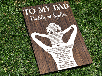 Custom Dad Gift from Daughter or Son – Personalized Wood Plaque – Father's Day Gift for Him – To My Dad Sign Keepsake, Personalized Gift